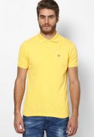 Allen Solly Yellow Solid Polo T-Shirts