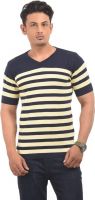 AMX Striped Men's V-neck Blue T-Shirt