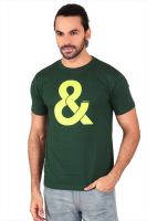 Anger Beast Printed Men's Round Neck Green T-Shirt