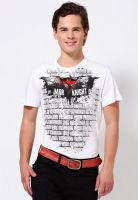 Batman White Printed Round Neck T-Shirts