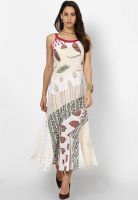 Bohemyan Blue White Colored Printed Maxi Dress