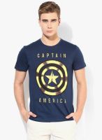 Captain America Blue Printed Round Neck T-Shirt