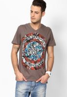 Captain America Grey Printed V Neck T-Shirts