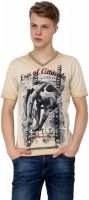Era of Attitude Printed Men's V-neck Beige T-Shirt