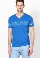 FREECULTR Blue Solid Henley T-Shirts