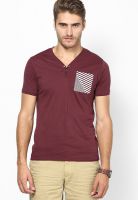 FREECULTR Maroon Henley T Shirt