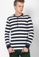 FREECULTR Navy Blue Striped Henley T-Shirt