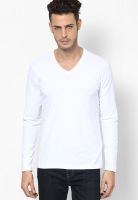 FREECULTR White Solid V Neck T-Shirt