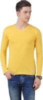 FROST Solid Men's V-neck Yellow T-Shirt