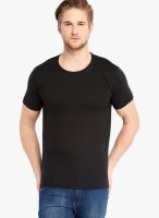 Highlander Black Solid Round Neck TShirts