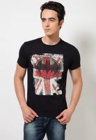 Jack & Jones Black Printed Round Neck T-Shirts