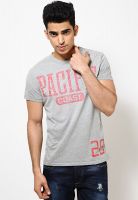 Jack & Jones Grey Printed Round Neck T-Shirts