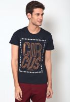 Jack & Jones Navy Blue Printed Round Neck T-Shirts