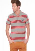 Jogur Grey Striped Polo T-Shirts