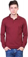 Kalt Solid Men's Polo Neck Maroon T-Shirt