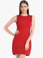 Kazo Red Colored Embroidered Shift Dress
