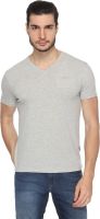 Lee Solid Men's V-neck Grey T-Shirt