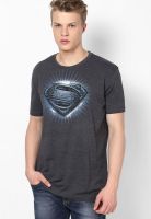 Superman Grey Printed Round Neck T-Shirts