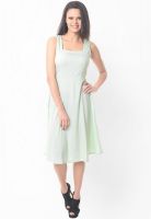 Meira Green Colored Solid Shift Dress
