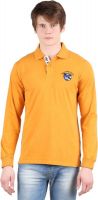 Moonwalker Solid Men's Polo Neck Yellow T-Shirt