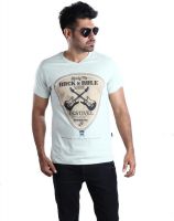 Mrtees Solid Men's V-neck Light Green T-Shirt