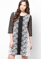 Mustard Black Colored Printed Shift Dress
