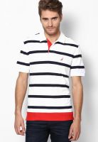Nautica White Striped Polo T-Shirts