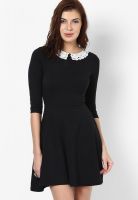 New Look Black Colored Solid Skater Dress