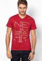 Nike As Neymar Hero Logo Red V Neck T-Shirt