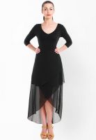 Nun Black Colored Solid Asymmetric Dress