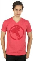 Planet Superheroes Printed Men's V-neck Red T-Shirt