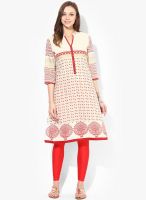 Rangmanch By Pantaloons Off White Printed Kurtas