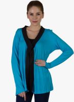 Rigo Aqua Blue Solid Shrug