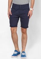 Ringspun Twill Navy Blue Polka Dot Short