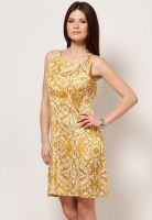 Shibori Designs Sleeve Less Yellow Printed Dress