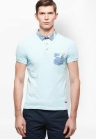 Sisley Light Blue Printed Polo T-Shirts