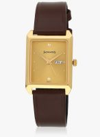 Sonata Nc7007yl05j Brown/Golden Analog Watch