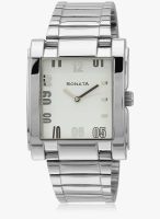 Sonata Nf7946sm01 Silver/White Analog Watch