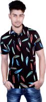 Spur Printed Men's Polo Neck Black T-Shirt