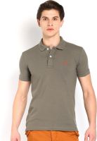 Status Quo Solid Men's Polo Neck Grey T-Shirt