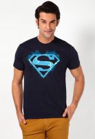 Superman Navy Blue Printed Round Neck T-Shirts