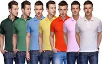 Teesort Solid Men's Polo Neck Multicolor T-Shirt(Pack of 7)