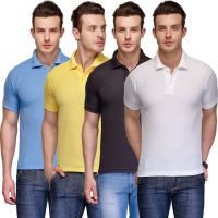 Teesort Solid Men's Polo Neck Multicolor T-Shirt(Pack of 4)