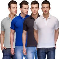 Teesort Solid Men's Polo Neck Multicolor T-Shirt(Pack of 4)