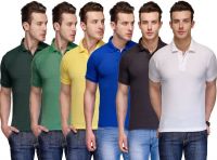 Teesort Solid Men's Polo Neck Multicolor T-Shirt(Pack of 6)