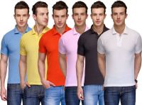 Teesort Solid Men's Polo Neck Multicolor T-Shirt(Pack of 6)