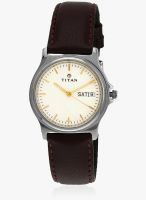 Titan 390Sl01 Brown/Silver Analog Watch