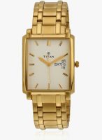 Titan Ne1506Ym01 Golden/White Analog Watch