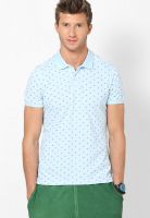 United Colors of Benetton Blue Printed Polo T-Shirts