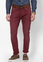 United Colors of Benetton Maroon Regular Fit Jeans